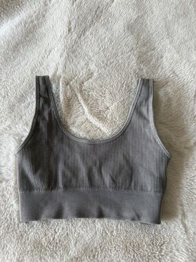YoungLA Ribbed Scoop Tank Bralette — Gray